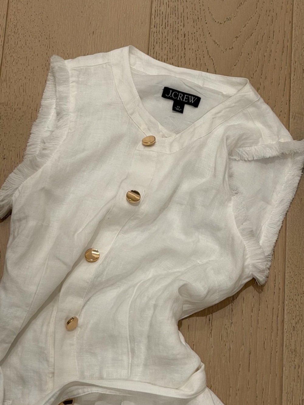 J. Crew White Linen Button-Front Dress
